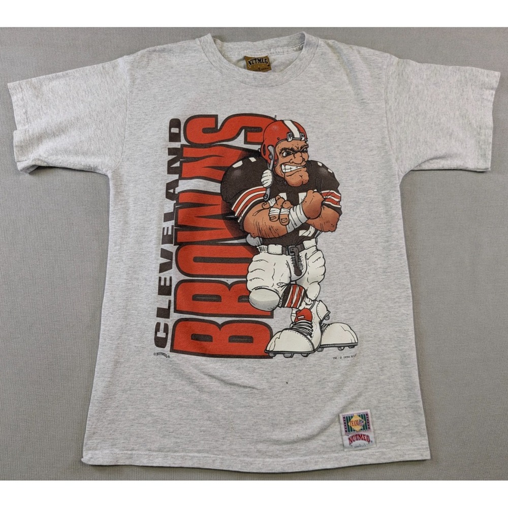 Vintage Cleveland Browns Shirt Mens Medium Gray 90s Nutmeg Graphic Tee NFL USA